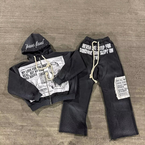 Men's Streetwear Hoodie And Sweatpants <b>Set</b> Full Length Print Design Loose Fit Breathable Polyester Tracksuit Autumn Fashion - Product Image 5