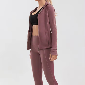 Women's <b>Yoga</b> <b>Jackets</b> Breathable Quick Dry Spandex/Nylon Zipper Long Sleeve Outdoor Fitness Gym Training Coat - Product Image 1