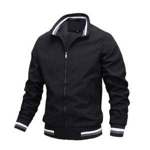 Blouson bomber slim pour homme, couleur unie, fermeture éclair, vêtement d'extérieur décontracté, idéal pour l'automne, en polyester, col rabattable - Product Image 6
