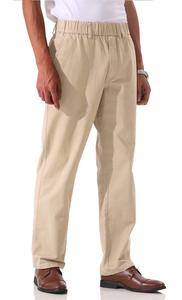 Pantalon décontracté kaki pour homme, taille élastique, coupe droite, en toile de coton, devant plat avec poches, style été, poids moyen 2027 - Product Image 6