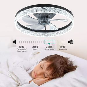 Ventilateur de plafond moderne à profil bas de 20 pouces avec télécommande, lumière LED à intensité variable, 5 pales, 220V, montage encastré - Product Image 2
