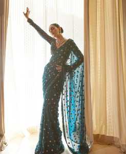Indian Boutique Stylish Fancy <b>Saree</b> Soft Georgette fabric Designer Exclusive sari <b>Blouse</b> Fancy Ethnic wear Latest Trendy <b>Blouse</b> - Product Image 3
