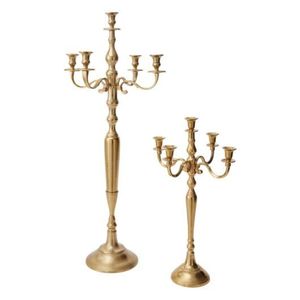 Candelabro de Metal Dorado de Lujo al por Mayor, Candelabro de 5 Brazos, Centro de Mesa para Bodas, Decoración del Hogar, Eventos de Hotel - Product Image 1