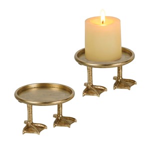 Ensemble de bougeoirs à pattes en laiton - Artisanat de luxe doré en gros - Product Image 1