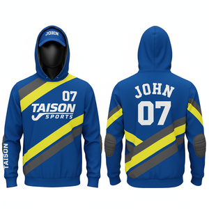 Sudadera con Capucha para Entrenamiento de Hockey sobre Césped para Hombre, 300 GSM, Forro Polar de Poliéster, Absorbe la Humedad, Panel Negro, Amarillo y Azul, Sublimación, Logotipo Personalizado - Product Image 2