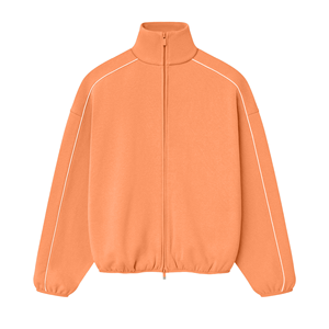 Oversized Fleece Zip-Up Jacket Solid Stand Collar Casual Unisex Regular Sleeve Breathable Autumn Knitted Top - Product Image 6