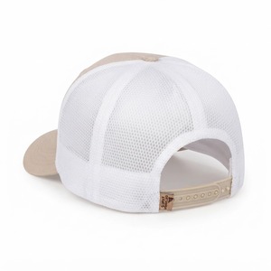 Casquette Snapback en maille à visière plate beige et blanche, personnalisable avec logo brodé carré, réglable, style Hip Hop, vente en gros à prix réduit - Product Image 6