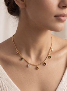 Divyoro Copper Ethnic Heart Shape Pendant Necklace <b>Gold</b> Plated <b>Snake</b> <b>Chain</b> Women's Romantic Everyday Jewelry - Product Image 3