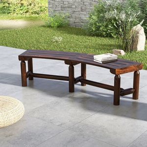 Panca da Esterno Curva in Legno di Abete e Pino con Seduta a Doghe per Giardino, Parco, Ospedale, Scuola - Product Image 2