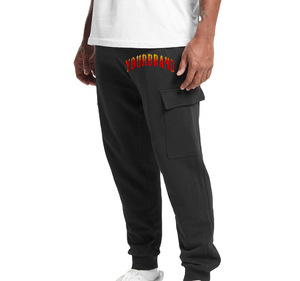 <b>Men's</b> Black Cotton Straight Mid Waist Sweatpants with Elastic Waist Front Pockets Casual <b>Joggers</b> Printed Logo Waist Autumn Wear - Product Image 1