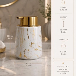 New Arrival Marble Bathroom Set 2-Piece Round Soap Dispenser <b>Toothbrush</b> Holder Luxury Style Easy To Clean - Product Image 2