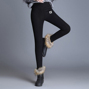 Pantalones elásticos de Cachemira súper gruesos para <span class=keywords><strong>mujer</strong></span>, mallas térmicas forradas de lana de <span class=keywords><strong>felpa</strong></span> cálida, de cintura alta, para invierno - Product Image 4