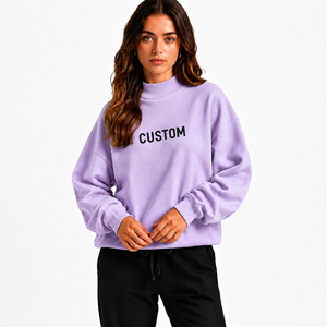 Sweat-shirt à col montant pour femme en coton éponge de qualité supérieure, coupe décontractée à épaules tombantes, production OEM ODM - Product Image 1