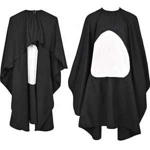 Cape de Barbier Noire Personnalisable Premium avec Panneau Avant Transparent Style Fête Quatre Saisons - Product Image 3