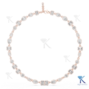 Elegante Collar de Tenis con Diamantes Cultivados en Laboratorio, Corte Fantasía Mixto, Engaste de Bisel, Múltiples Formas, Oro Sólido de 14K y 18K, Joyería Fina para Mujer, Regalo Nupcial - Product Image 5