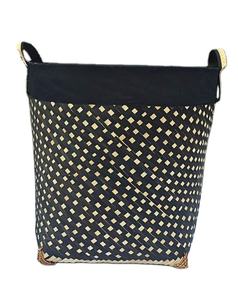Eco-friendly <b>square</b> bamboo <b>basket</b> with interlaced blue and white patterns suitable for households restaurants hotels and resorts - Product Image 1