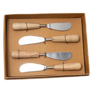 7 Pcs Set de table Bois en acier inoxydable Ustensiles à fromage Bois fait Poignée créative et acier inoxydable avec argent plaqué de set Chees - Product Image 6