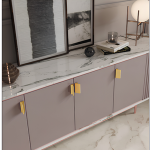 Tirador de aluminio con borde inclinado, PVD Oro, Negro Seda, Acero Inoxidable, Gris, Oro Rosa, Herrajes para Muebles - Product Image 1