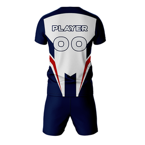 Ensemble de maillots de football personnalisés pour hommes, sublimés, col en V, manches courtes, polyester, uniformes personnalisés avec le nom de l'équipe pour les clubs et les matchs - Product Image 2