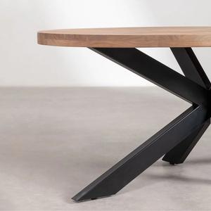 Vandana Hexa Radiant Oval Wood <b>Table</b> With Metal <b>Legs</b> (Solid Wood ) - Product Image 4