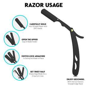 Wholesale Professional Vintage Stainless Steel Beard Cutting Shaving <b>Razor</b> Custom Barber Single Edge Throat <b>Razor</b> Wood Handle - Product Image 3