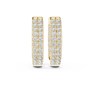 Juego de Aretes de Aro Simples en Oro Amarillo de 18 Quilates con Baño de Rodio, Diamantes Cultivados en Laboratorio con Corte Brillante, Certificados por IGI, Lujosos para Uso Diario - Product Image 1