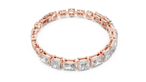 Pulsera de Oro Rosa con Eslabones Ovalados y Diamantes, Brazalete Tipo Tenis con Corte Cojín, Joyería de Laboratorio para Regalo o Fiesta - Product Image 4