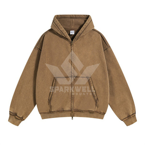 Sudadera con Capucha Verde para Hombre, Cierre de Cremallera, Estilo Casual, Felpa Francesa, 100% Algodón, Corte Regular, Color Sólido, Diseño con Bolsillos, Otoño - Product Image 5