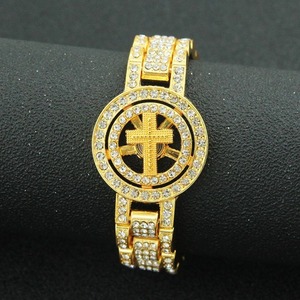 Bracelets de luxe pour hommes, bijoux raffinés, bracelet rotatif tendance avec portrait de Saint Jude, croix chrétienne en métal, style hip-hop, montre nouvelle génération - Product Image 1