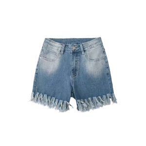 High Quality Canvas Denim Shorts Fashion High Waist Blue <b>Jeans</b> Casual Pants Elastic Waist <b>Drawstring</b> <b>Men</b> 180g Digital Printed - Product Image 1