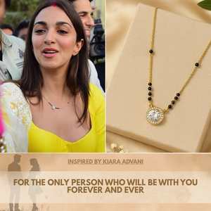 DANTA Hallmark Silver Gold Plated Mangalsutra Necklace Inspired by Kiara Advani with Pearl and Diamond Casual Hinduism India - Product Image 3