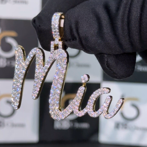 RB GEMS Hip Hop Moissanite Letter Pendant 925 Silver Fully Iced Out <b>Chain</b> <b>Name</b> Custom Moissanite Pendant - Product Image 5
