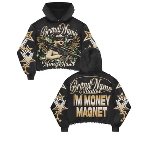 เสื้อฮู้ดดี้ผ้าฝ้ายปักลายแบบดิสเทรสสั่งทำคุณภาพสูง ทรงครอปโอเวอร์ไซส์ ซิปหน้า ล้างสีแบบแอซิด สำหรับผู้ชาย - Product Image 1