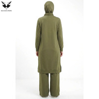 Ropa Minimalista de Color Verde Oliva Sólido, Informal, Modesta, de Forro Polar Transpirable, Mezcla de Poliéster/Algodón, Antiarrugas, de Secado Rápido, para Todas las Temporadas, para Mujer