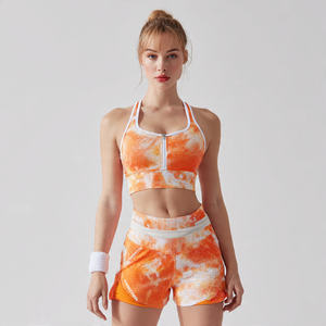 Ensemble 3 pièces de vêtements de sport pour femme : short de yoga, veste athlétique et short dos nageur, avec veste courte zippée - Product Image 2