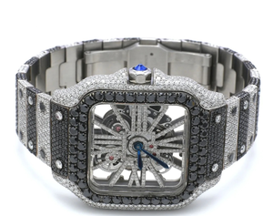 Iced Skeleton Limited Edition Coin <b>Watch</b> Silver Black Diamond Bezel Square Automatic Mechanical Luxury Hip Hop <b>Men</b> Bling <b>Watch</b> - Product Image 1