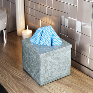 Durable 6 pulgadas galvanizado acabado Metal impermeable estilo americano caja de pañuelos cubierta por Antique Co precio de fábrica - Product Image 1