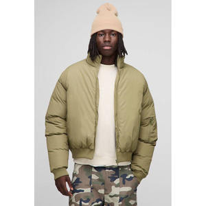 Veste d'hiver matelassée surdimensionnée personnalisée de haute qualité avec col montant et logo frontal pour hommes - Product Image 1