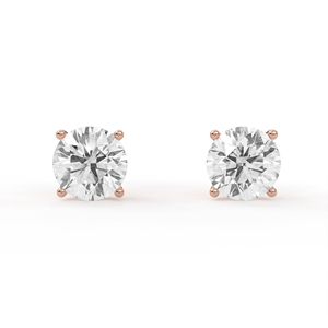 Boucles d'oreilles solitaires 2 carats en diamant synthétique taille ronde, or blanc 14k 18k, fixation à quatre griffes sécurisée, fermoirs à friction, bijoux haute brillance - Product Image 2