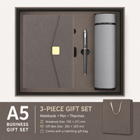 Ensemble cadeau d'affaires de luxe personnalisé avec logo, 3 pièces : carnet, stylo à bille, gobelet isotherme pour les anniversaires d'entreprise, le Nouvel An, la fête des pères
