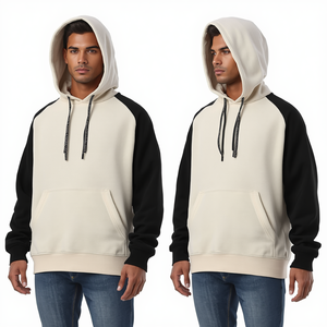 Sweat-shirt à capuche en molleton épais pour homme, avec empiècements contrastants, en coton premium, vente en gros - Product Image 2