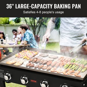 Commercial 36\" Heavy Duty Manual Flat Top Griddle Cart for Outdoor Cooking Steel Propane Gas Grill Side Shelves for <b>Camping</b> - Product Image 6