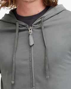 Sudadera con Capucha y Cierre para Hombre, Color Gris, Corte Regular, Informal, Otoñal, Forro Polar, 100% Algodón, Impresión Digital, Transpirable, Tejido de Punto - Product Image 2