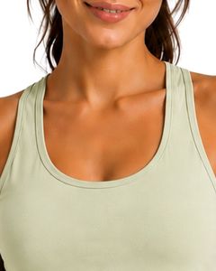 Camiseta Deportiva Personalizada para Mujer, Color Verde Salvia, Estilo Racerback, Sin Mangas, Absorbe la Humedad, para Gimnasio, Yoga, Fitness, Ropa Deportiva, Chaleco Deportivo OEM Personalizado - Product Image 5