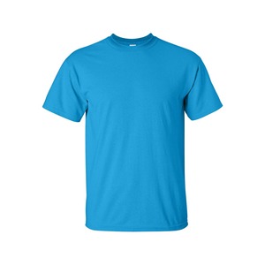 Camiseta casual de manga corta con cuello redondo azul para hombre, corte regular, 100% algodón, tejido jersey, color liso, camisetas sencillas para hombre - Product Image 1