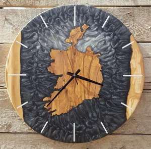 Nouvelles horloges murales élégantes en bois et résine pour la décoration de la pièce, design moderne, forme ronde, en bois, pour les meilleures horloges murales - Product Image 5