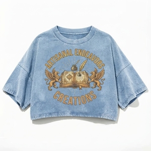 เสื้อยืดคอลเลคชั่นใหม่ปี 2026 ทรงโอเวอร์ไซส์ แขนสั้น ผ้าเดนิม ล้างสี ผ้าฝ้ายลำลอง พิมพ์ลายด้านหน้า คอกลม - Product Image 3
