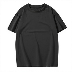 Men's <b>Tshirts</b> Streetwear Custom logo High Quality 100% Cotton Drop Shoulder Blank Heavyweight Crew Neck T-shirts - Product Image 1