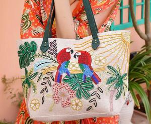 Sac fourre-tout perlé œil porte-bonheur pour femme, sac à bandoulière en toile brodé symbole de protection, sac de créateur - Product Image 2