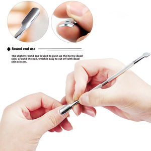 Double-ended Curved Stainless Steel Finger Manicure Cuticle Pusher Nail Art Spoon <b>Remover</b> Custom Beauty <b>Tool</b> Wide Jaw Opening - Product Image 6